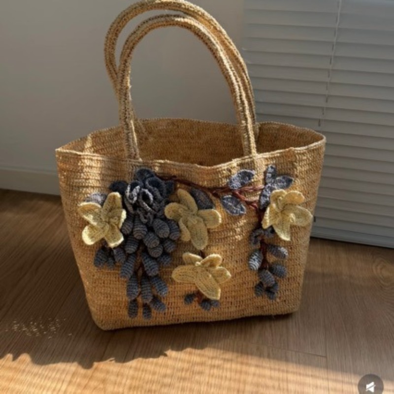 New Handmade Raffia 3d Rose Ha - Women'S Raffia Bags recension och pris